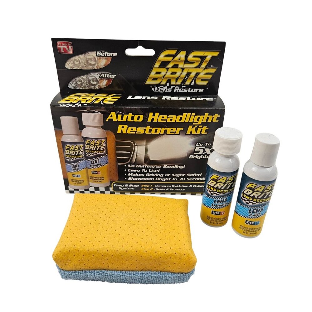 Fast Brite Auto Headlight Restorer Kit Lens Removes Oxidation Polishes Seals - Picture 6 of 12